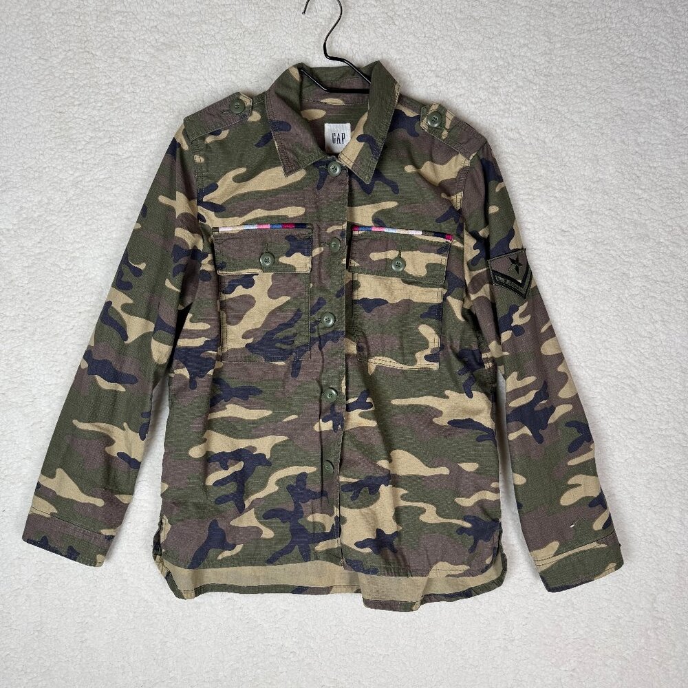Gap Camouflage Camo Jacket Shacket Womens M Military Casual Drab Uniform Fatigue